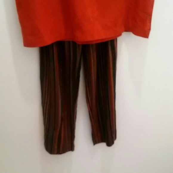 Size 12 Pant Suit, rust/black/tan striped pants - Picture 2 of 7